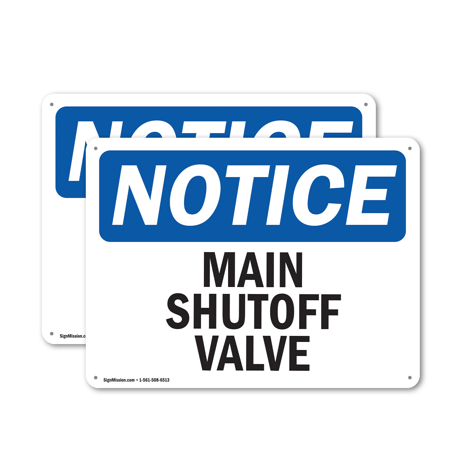 (2 Pack) Main Shutoff Valve OSHA Notice Sign Decal Metal Plastic
