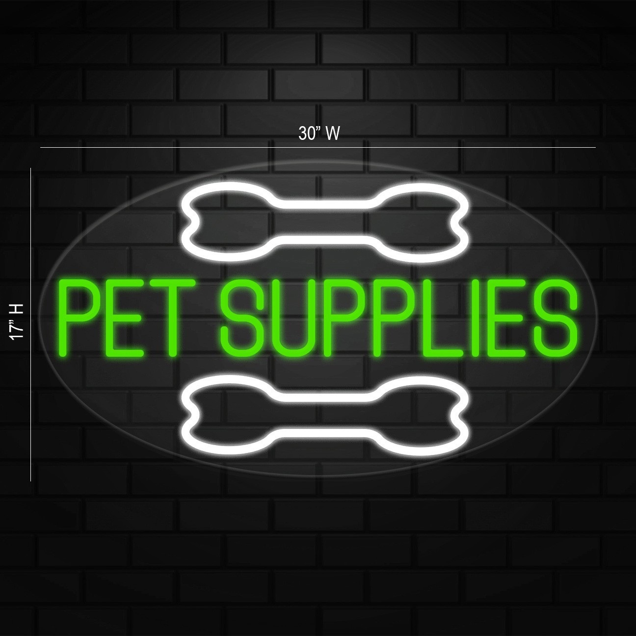 Pet Supplies Sign for Business Displays | LED Flex Neon | 30″W x 17″H x 1″D