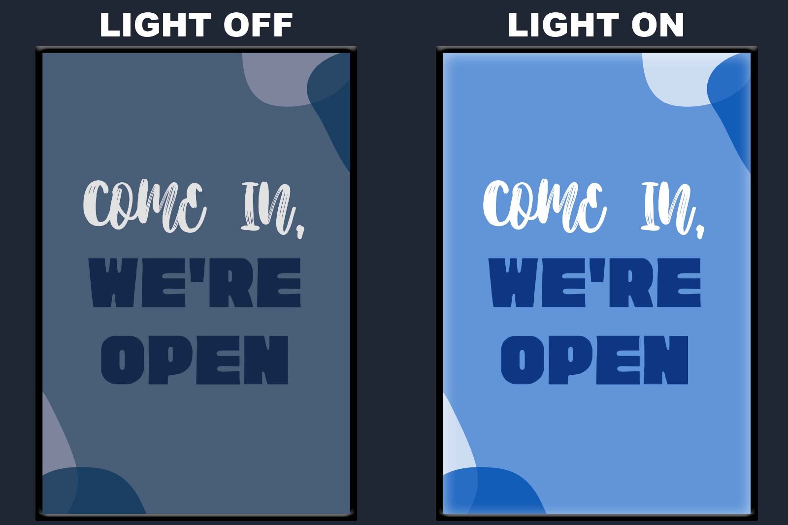 LED We’re Open Sign Light Box Wall Mounted Backlit Business Store Display