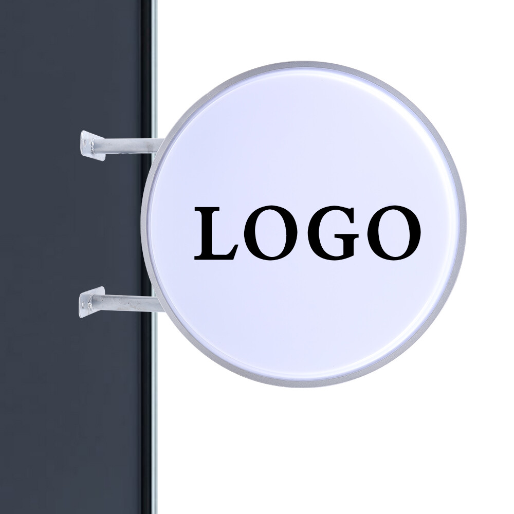 Round LED Light Box Double Sided Advertising Illuminated Projecting Sign Outdoor