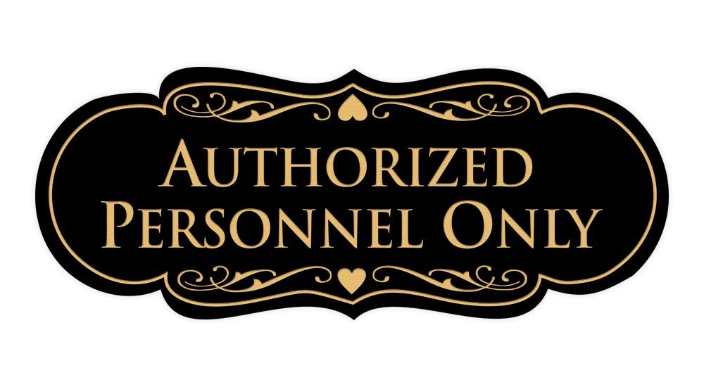 Designer Authorized Personnel Only Sign Black/Gold – Small 1 Pack