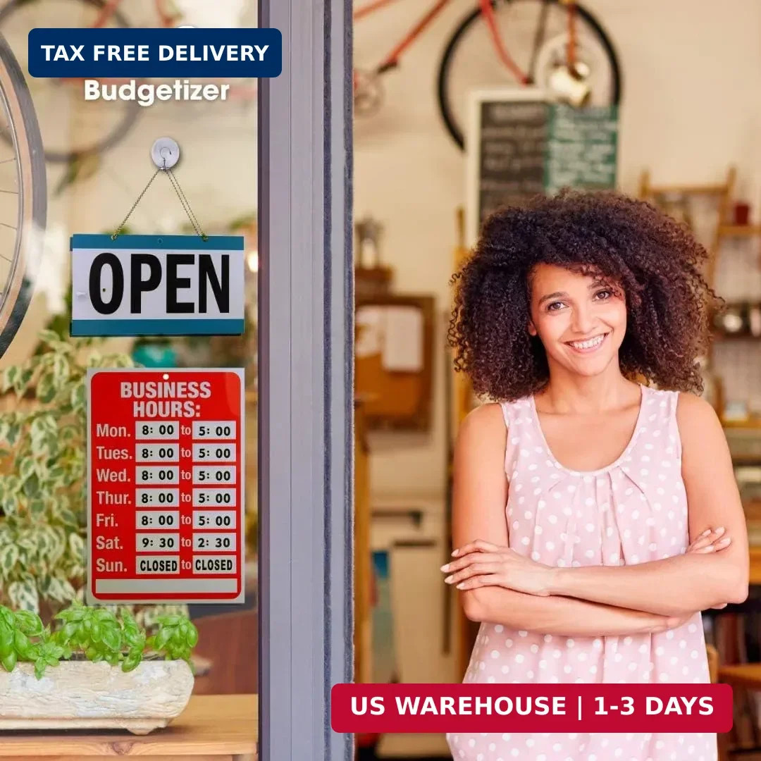 Open Signs for Business, Bundle of Office Hours Sign Will Return Clock with Suct