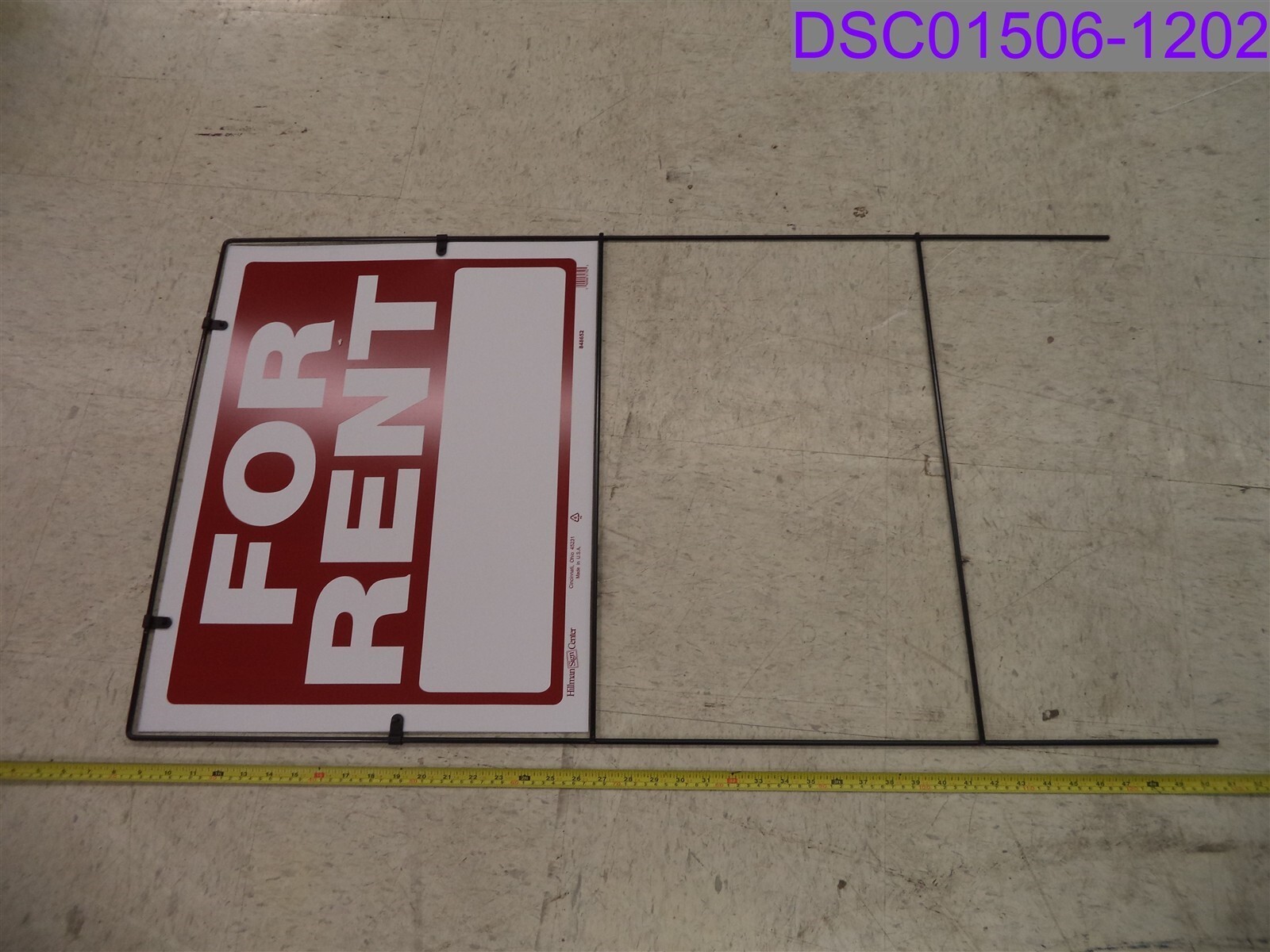 Qty= 1 Pack of 6: Hillman For Rent Sign with Wire H Bracket 18″ x 24″ P/N 848652