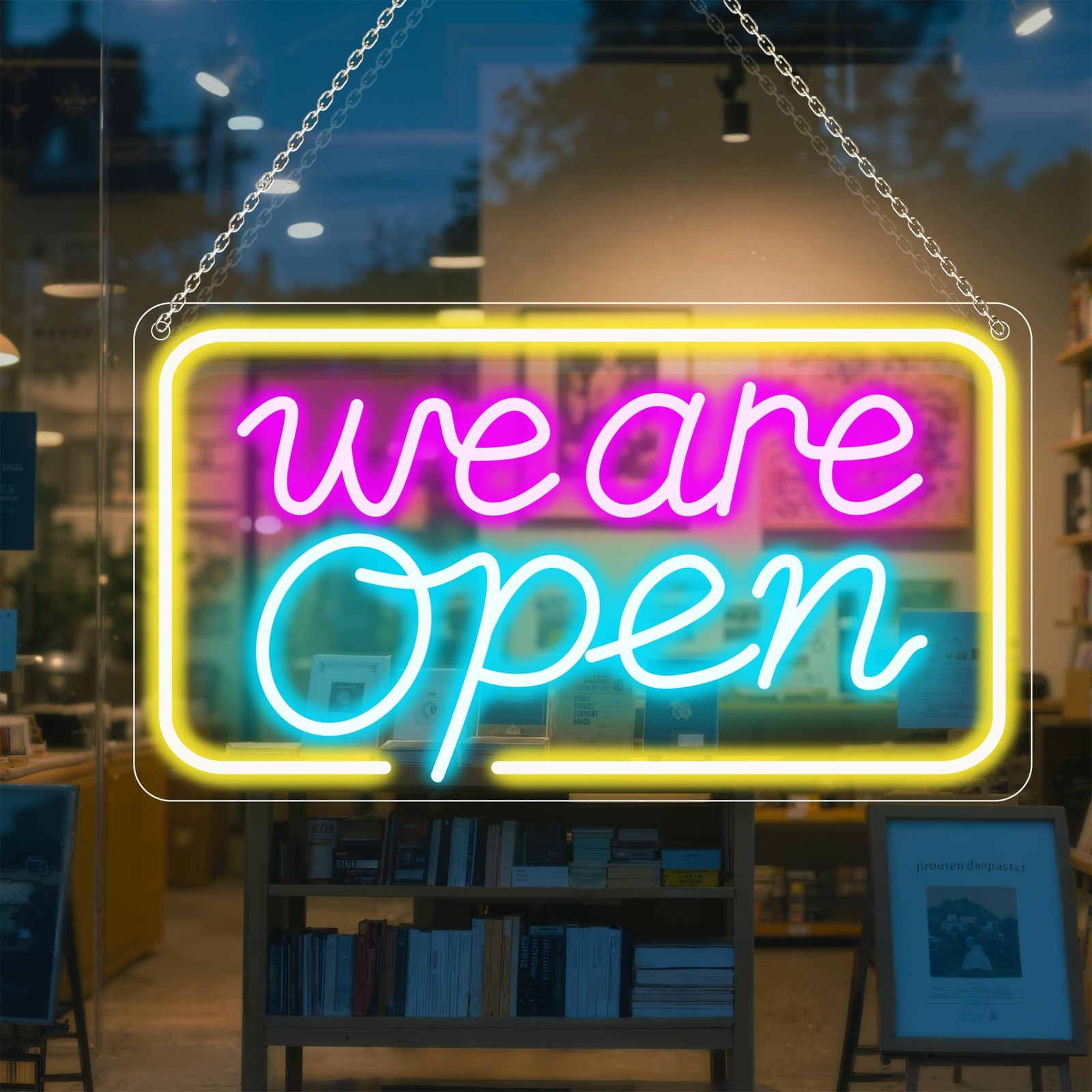 Cjgyz Led Neon Open Sign 16.5 X 9 Dimmable Usb Powered Pink/Blue/Yellow Light