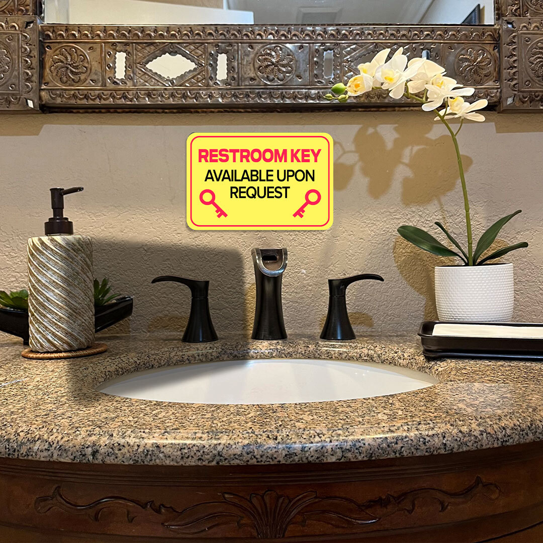 Classic Framed Plus Restroom Key Available Upon Request Door or Wall Sign