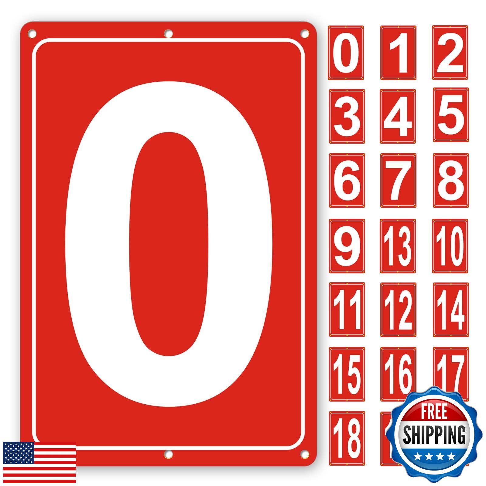 Numbered Sign 0, Aluminum Number Signs for Tennis Court, 12×8 inches Signage