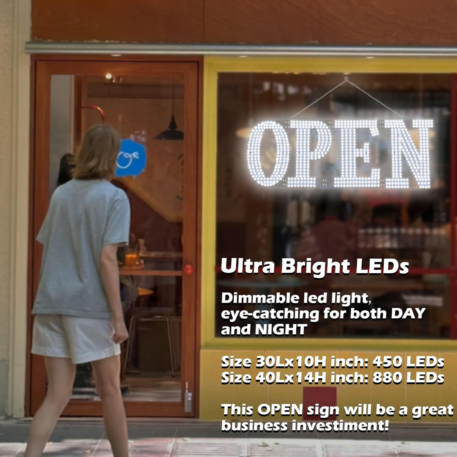 Led Open Signs for Business 30X10In Big Open Sign Led W/Remote Control Window Wa