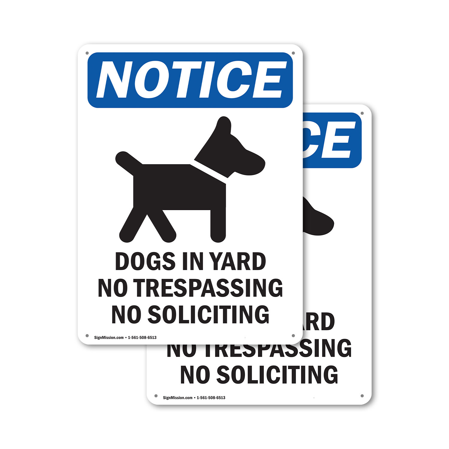 (2 Pack) Dogs In Yard No Trespassing OSHA Notice Sign Decal Metal Plastic