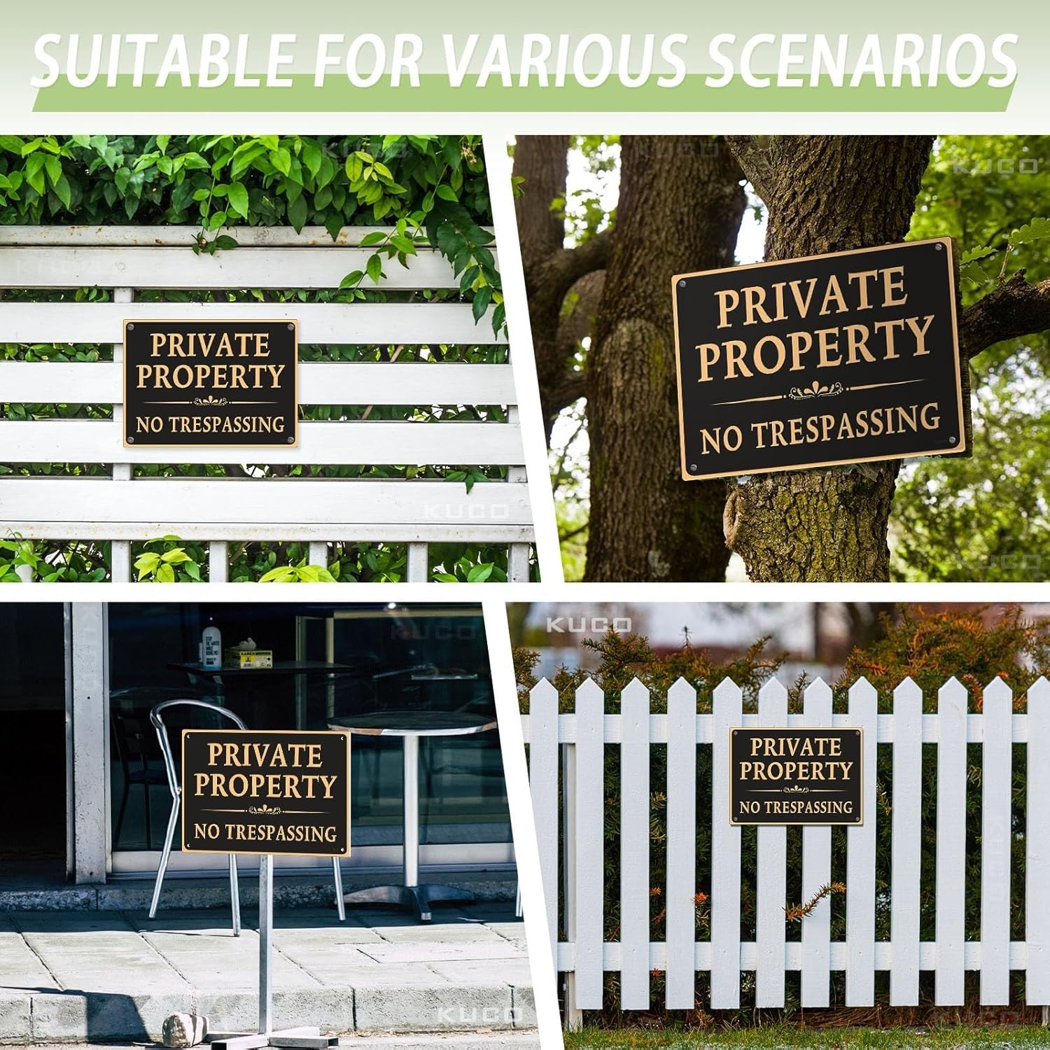 4 Pack Large Private Property No Trespassing Signs, 10″x14″, UV Ink Printing, 15