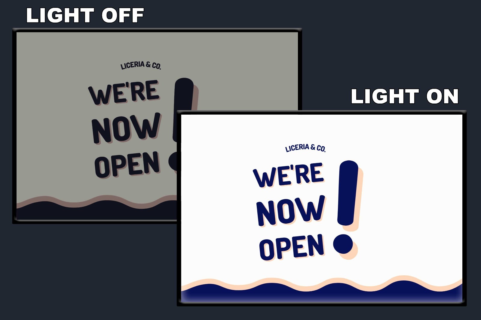 Custom LED Open Sign with Business Hours Personalized Light Box