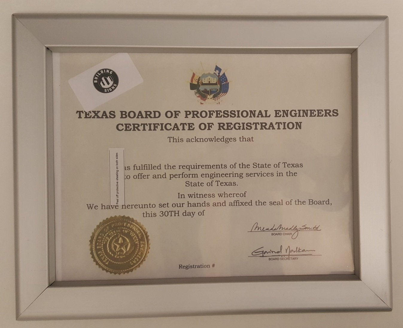 certificate frame state of TEXAS 8.5 x 11 ( Heavy Duty)-REF24-1027
