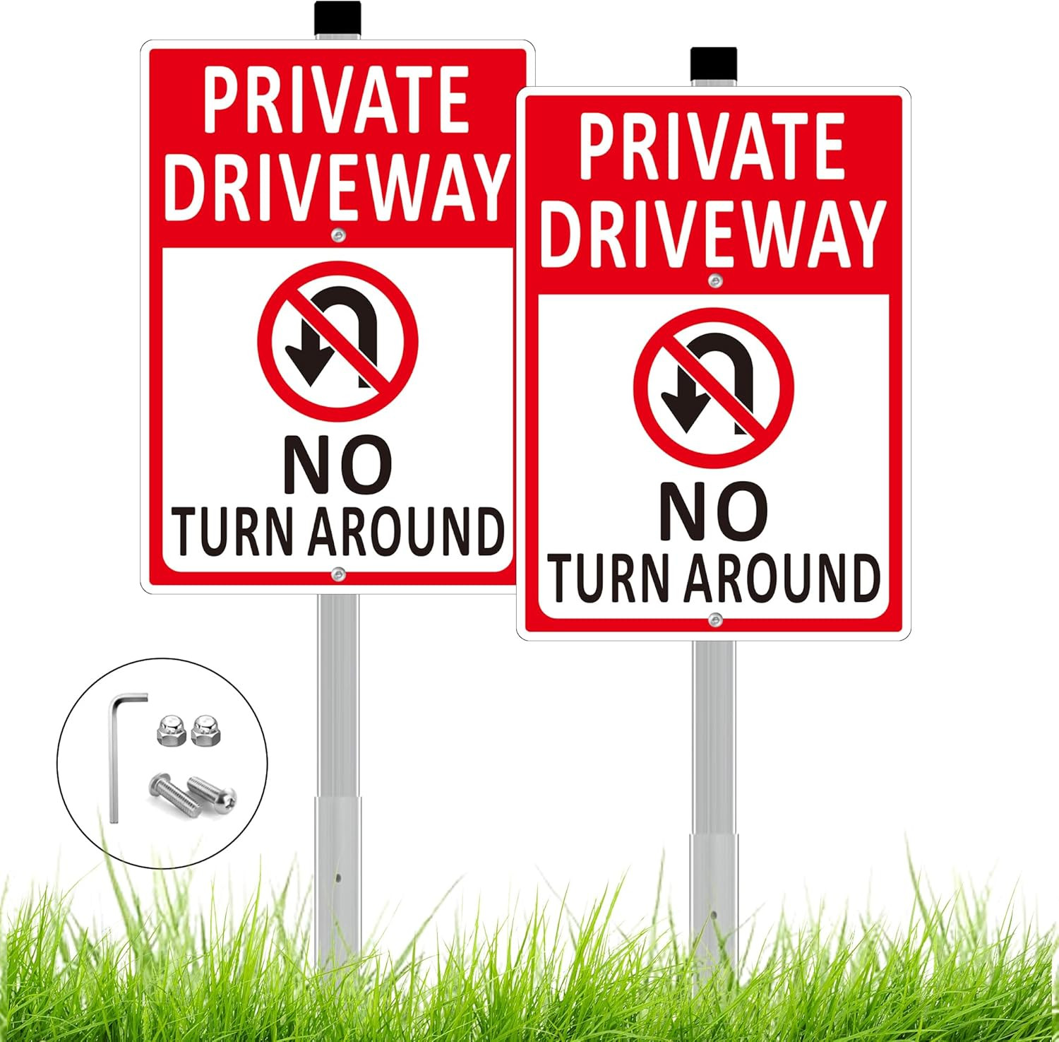2 Pack No Turn around Driveway Sign – 14X10 Inch Heavy Duty Aluminum Private Dri