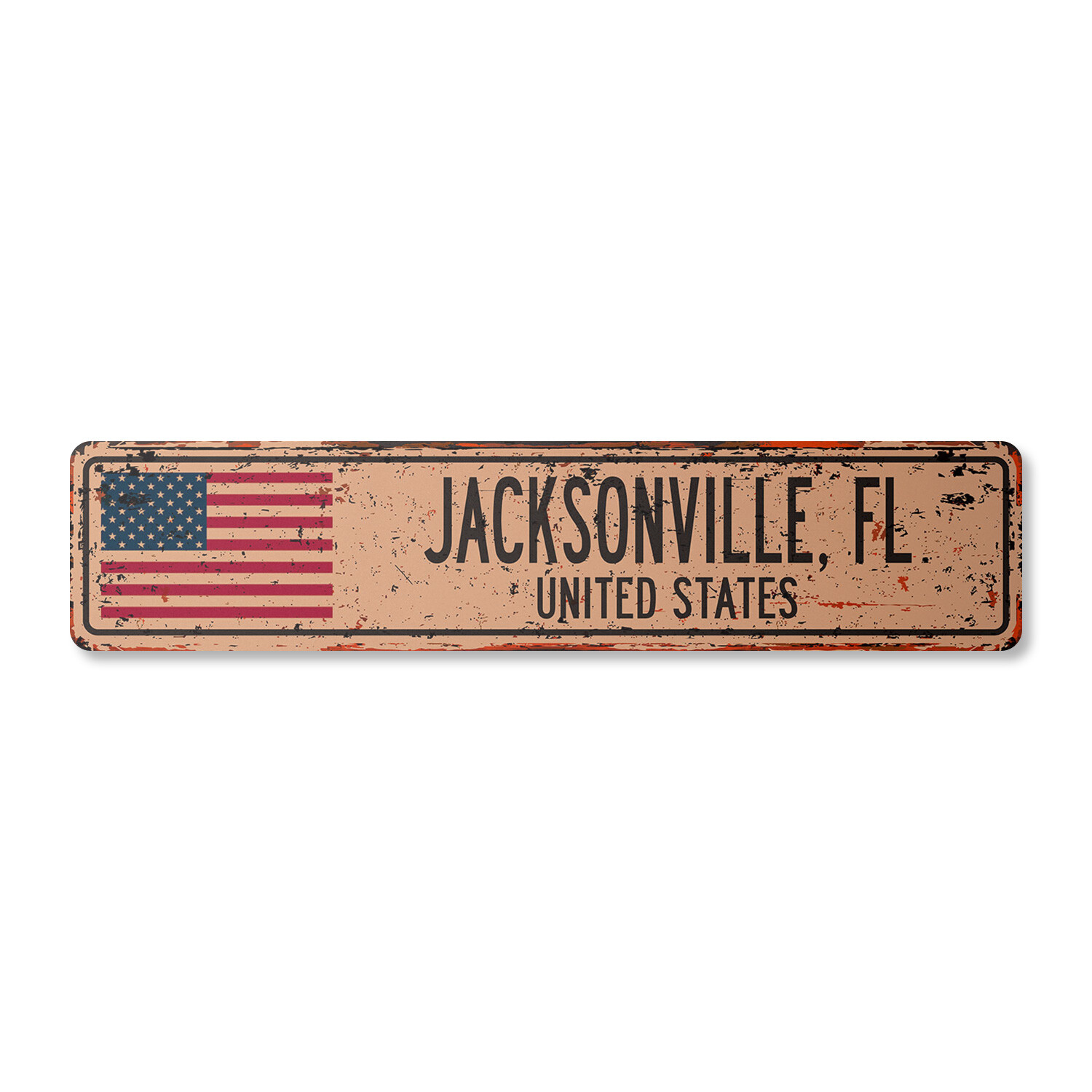 JACKSONVILLE FL UNITED STATES Vintage Street Sign American flag city country
