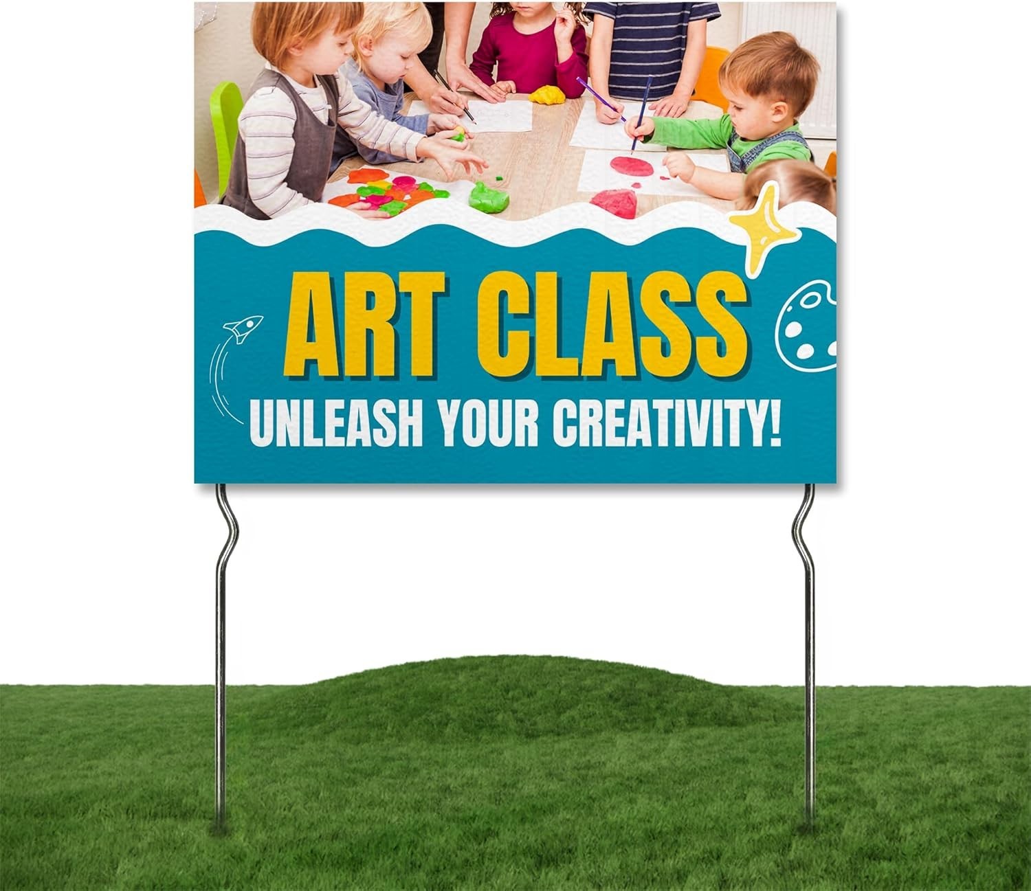 Double Sided School Yard Sign with Metal Stake Educational Outdoor Garden Signs