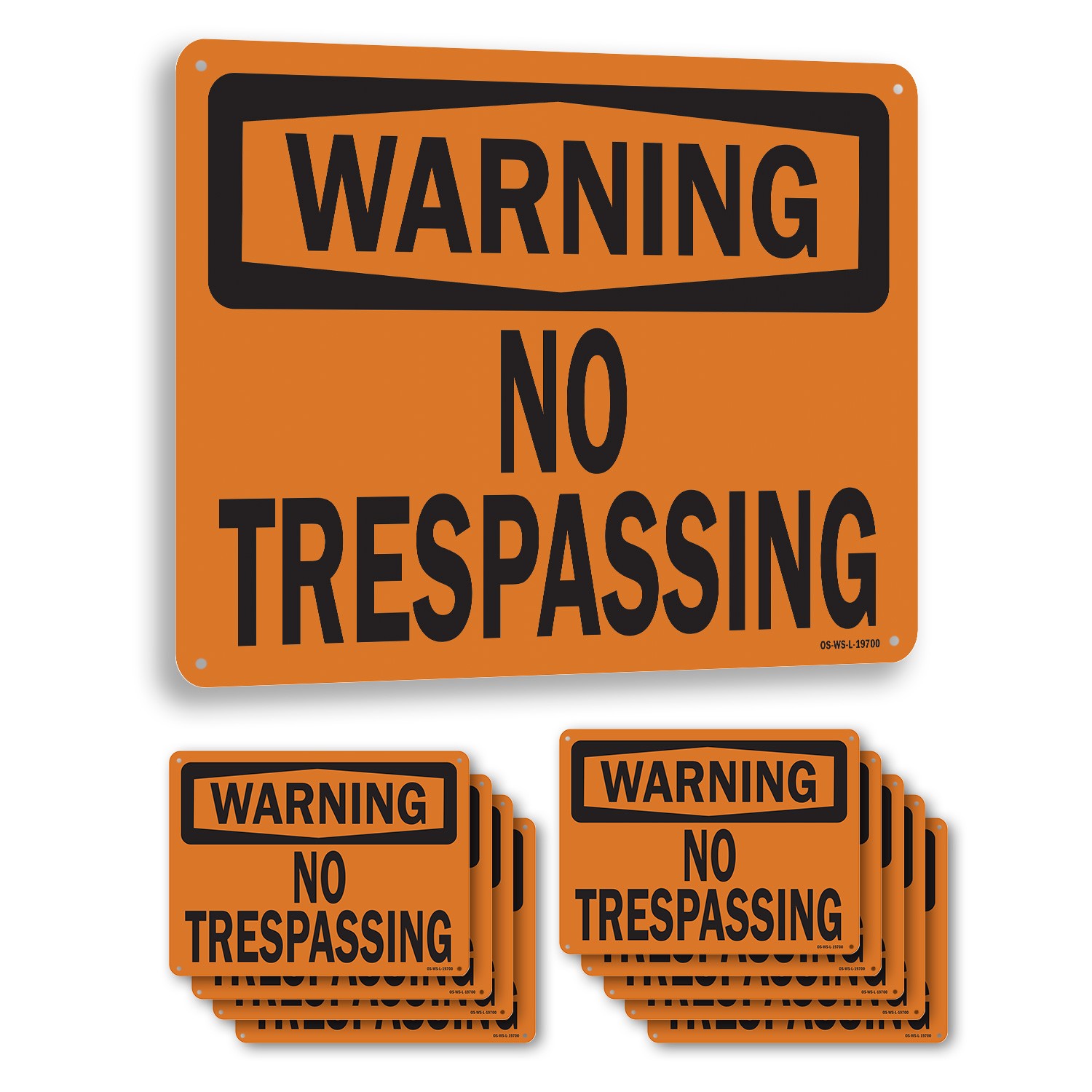 No Trespassing OSHA Warning Sign Metal, Plastic, Or Decal – 5 or 10 Pack