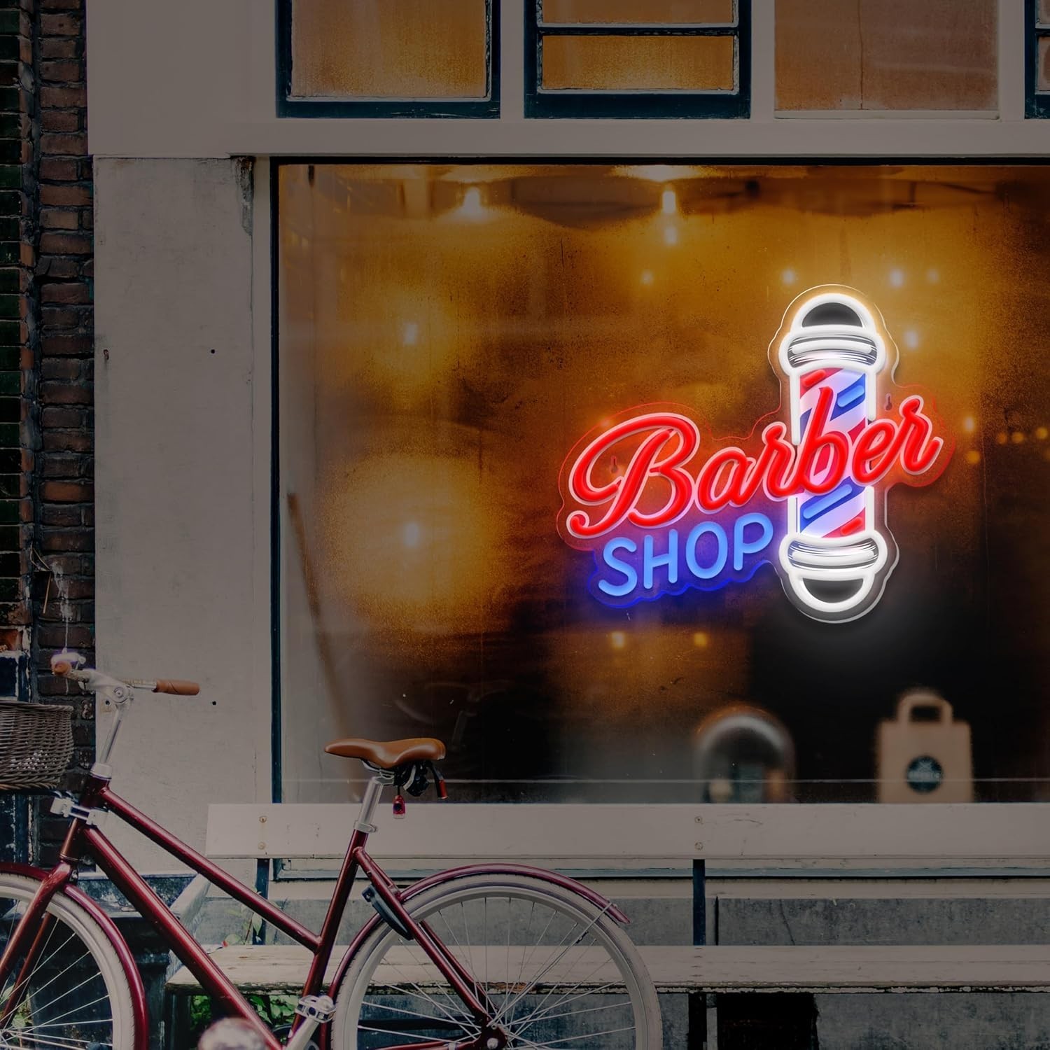 LED Barber Shop Neon Sign 13×11 Inches