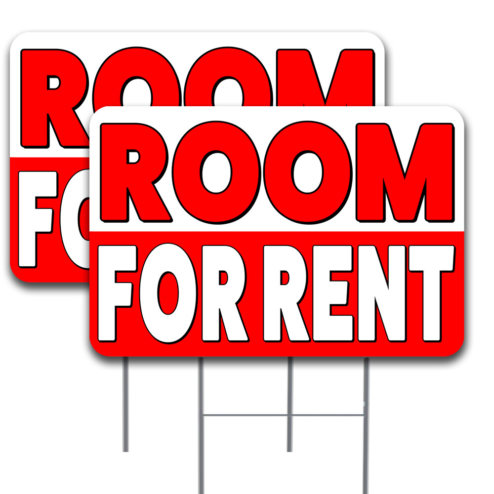 ROOM FOR RENT 2 Pack Double-Sided Yard Signs 16″ x 24″ with Metal Stakes (Made