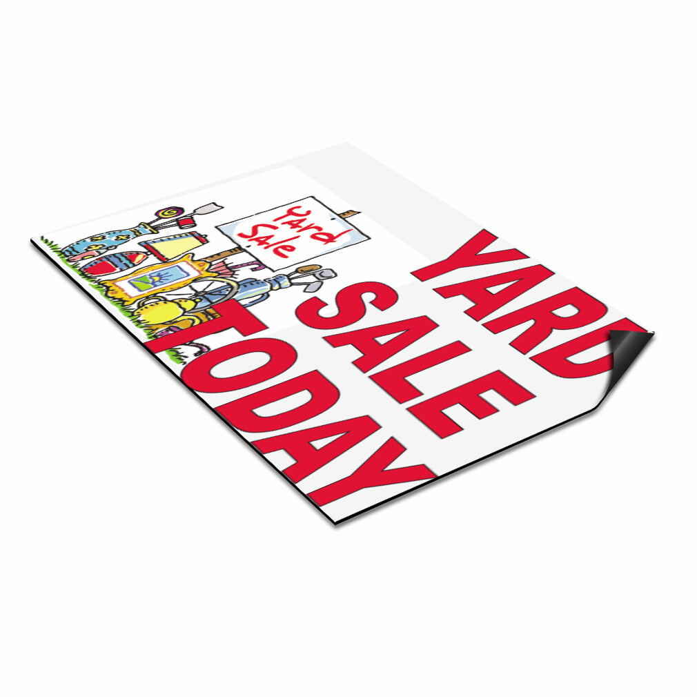 Car Magnet Set of 2 Yard Sale Today Red Car Advertising Industrial Sign