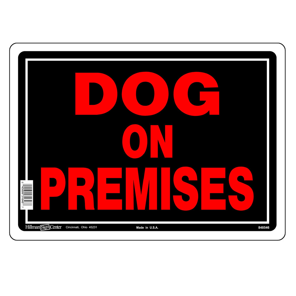 Hillman 848546 Red & Black Aluminum Dog On Premises Sign – 10″ X 14″