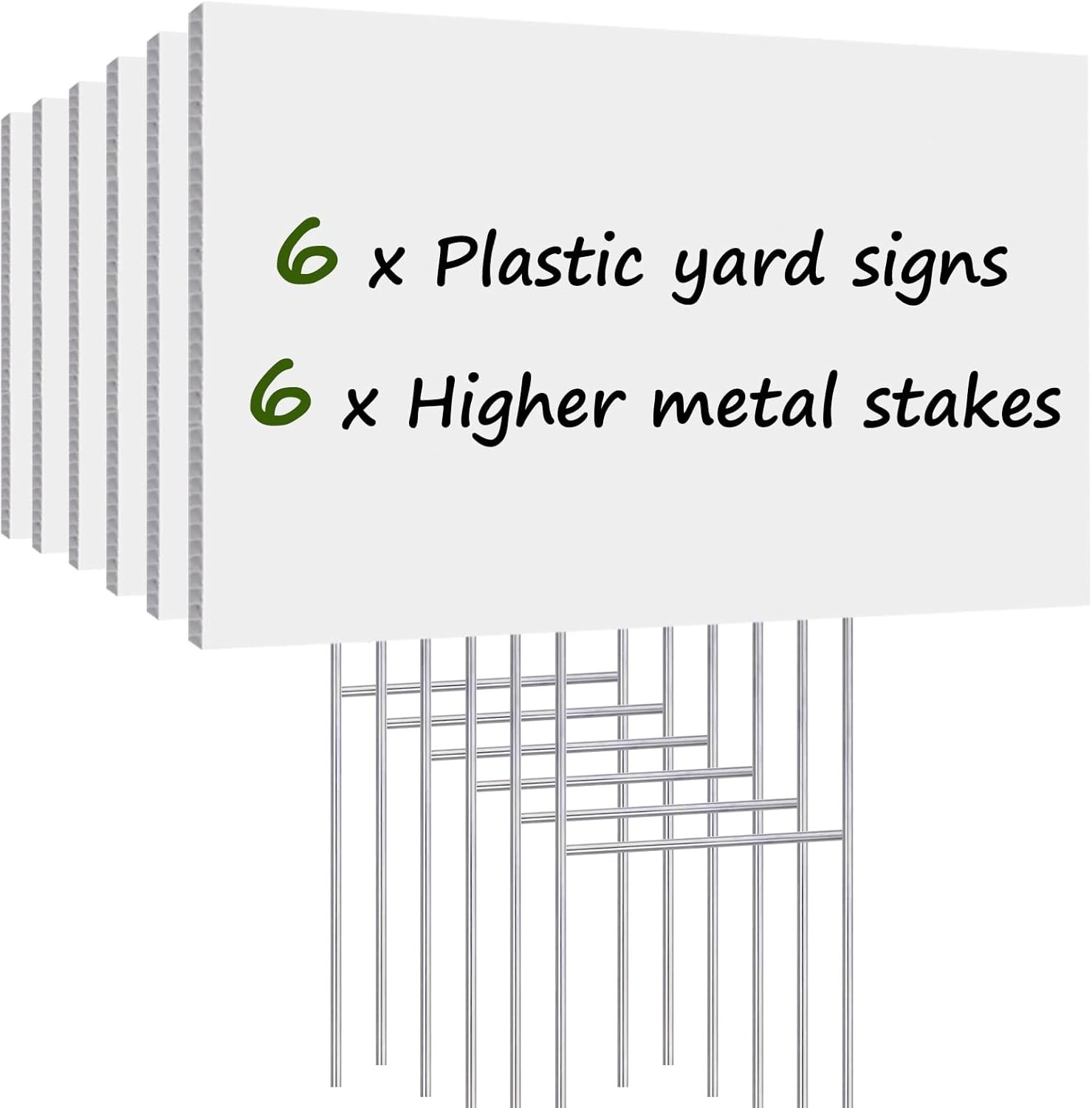 Reusable Blank Lawn Signs with Metal Stakes – Perfect for Garage Sales, 6 Pack
