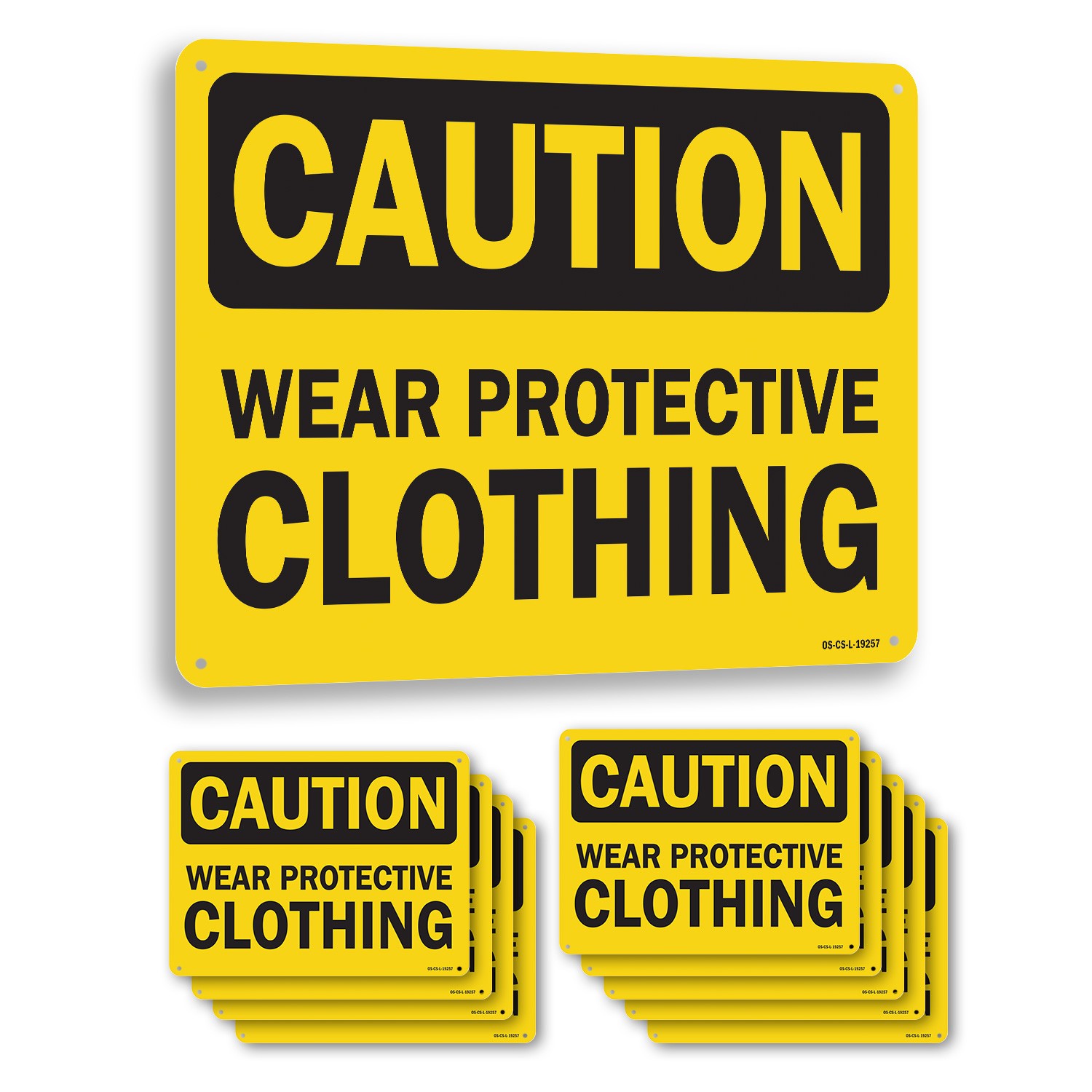 Wear Protective Clothing OSHA Caution Sign Metal Plastic Or Decal – 5 or 10 Pack
