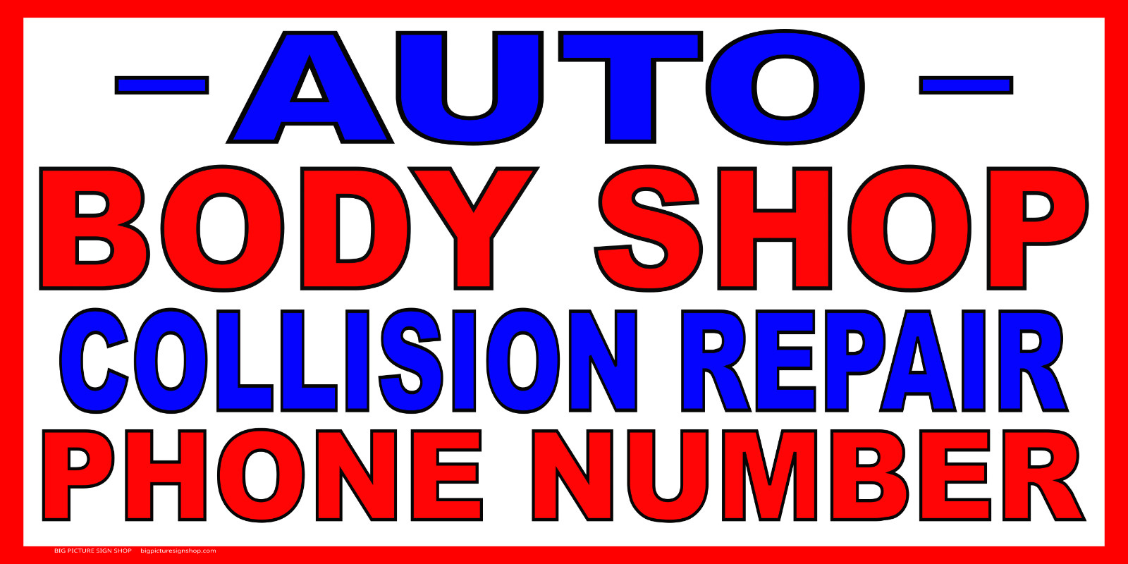AUTO BODY SHOP COLLISION REPAIR -HUGE Banners-3 Choices YEL Red Wht-28 Sizes-USA