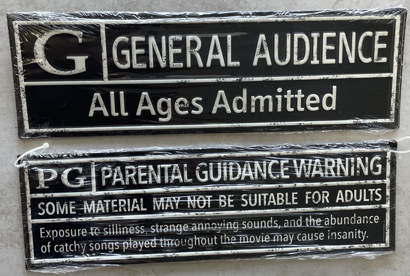 2 OPEN ROAD RATED G GENERAL AUDIENCE ALL AGES PG PARENTAL GUIDANCE METAL SIGNS