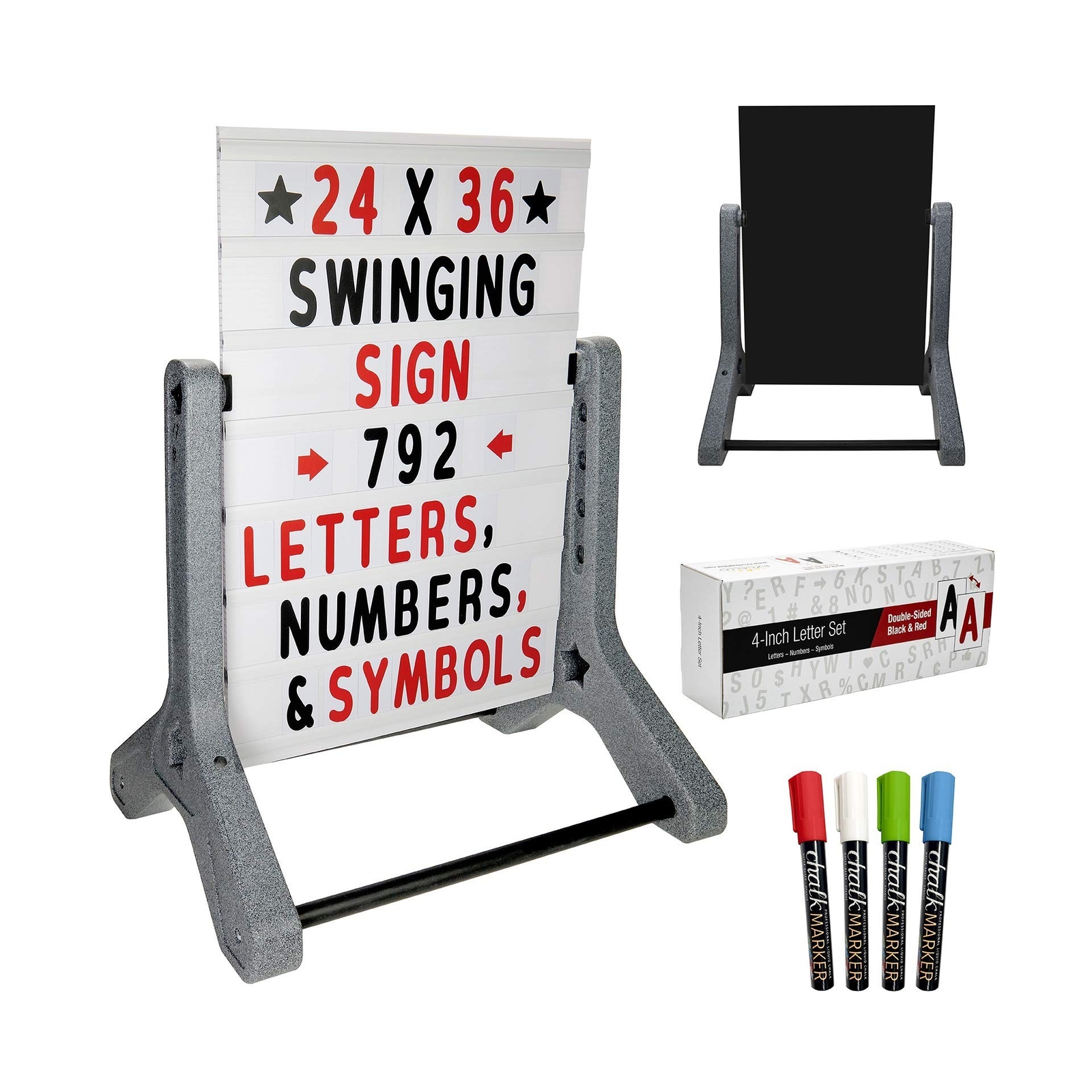 EXCELLO GLOBAL PRODUCTS, Swinging Changeable Message Sidewalk Sign: 24″ x 36″…