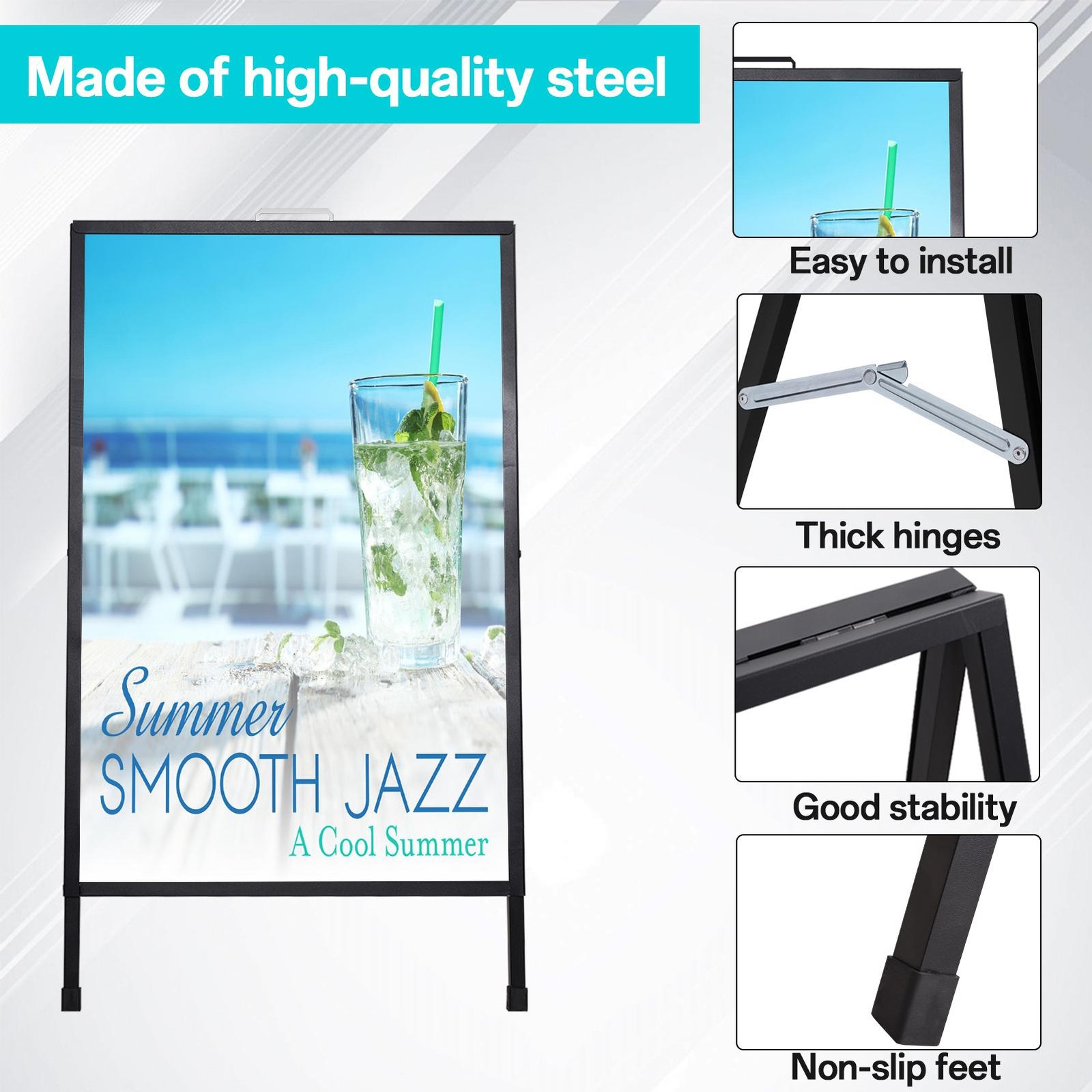 A Frame Sidewalk Sign, Heavy Duty Sandwich Board Signs 24×36 In (Frame Only)