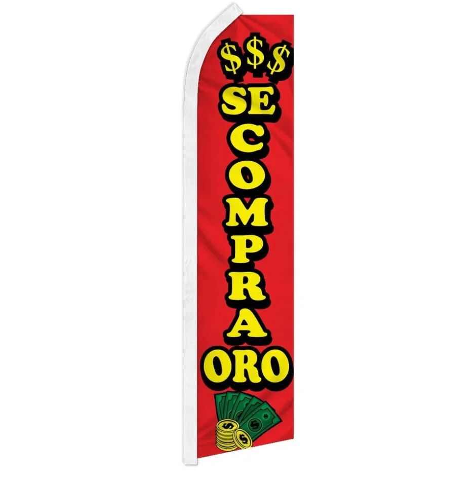 Se Compra Oro Swooper Flutter Feather Advertising We Buy Gold Banner Flag