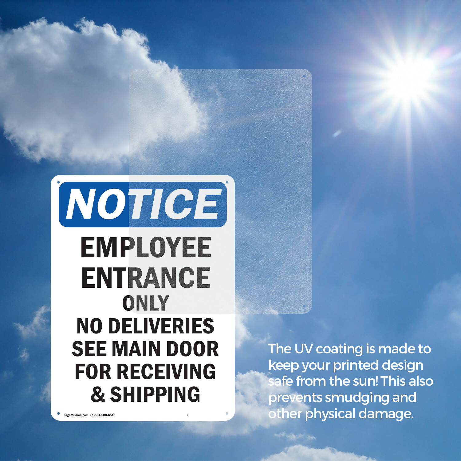 (2 Pack) Employee Entrance Only No Deliveries OSHA Notice Sign Decal Metal