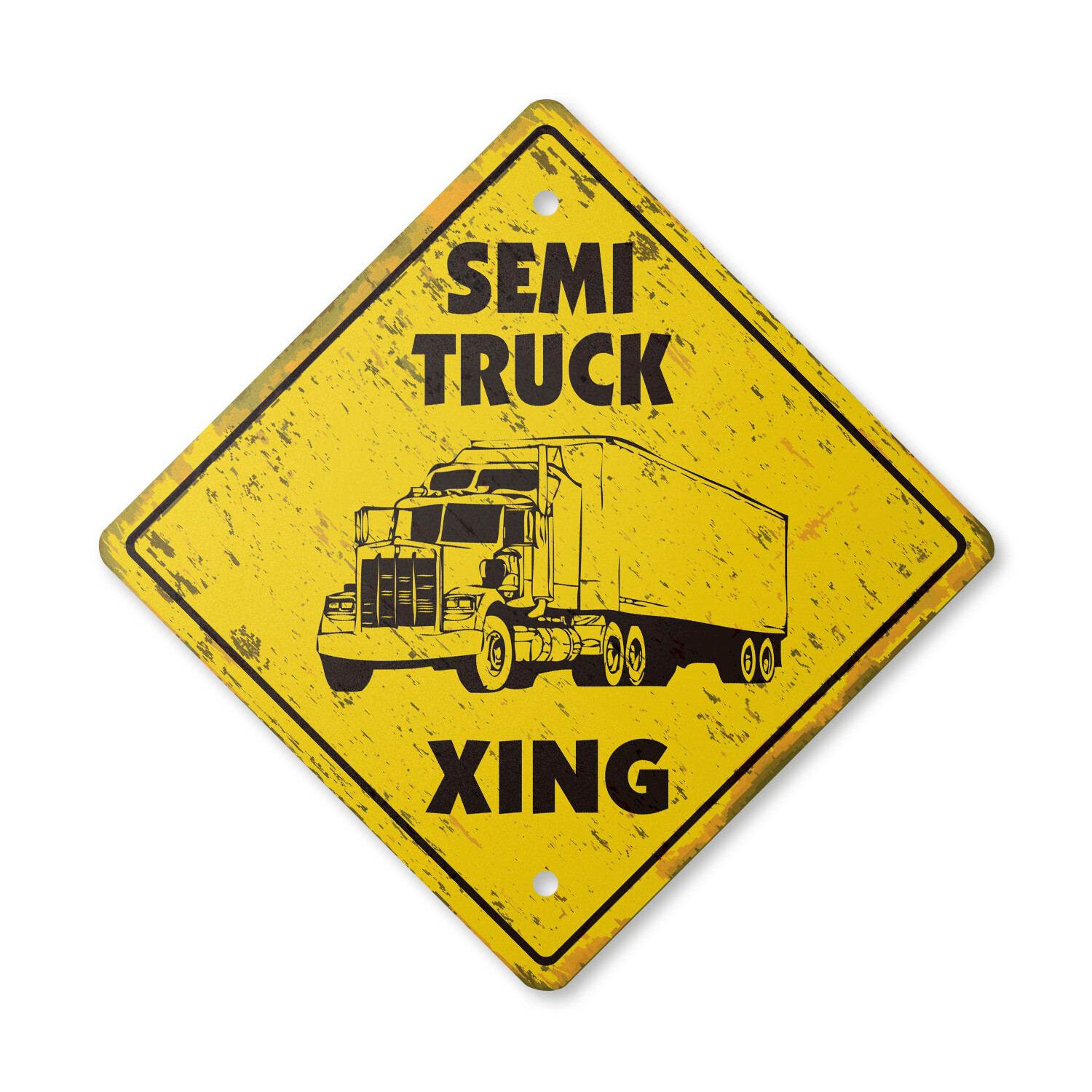 Semi Truck Vintage Crossing Sign Xing Plastic Rustic driver teamster trucker 18