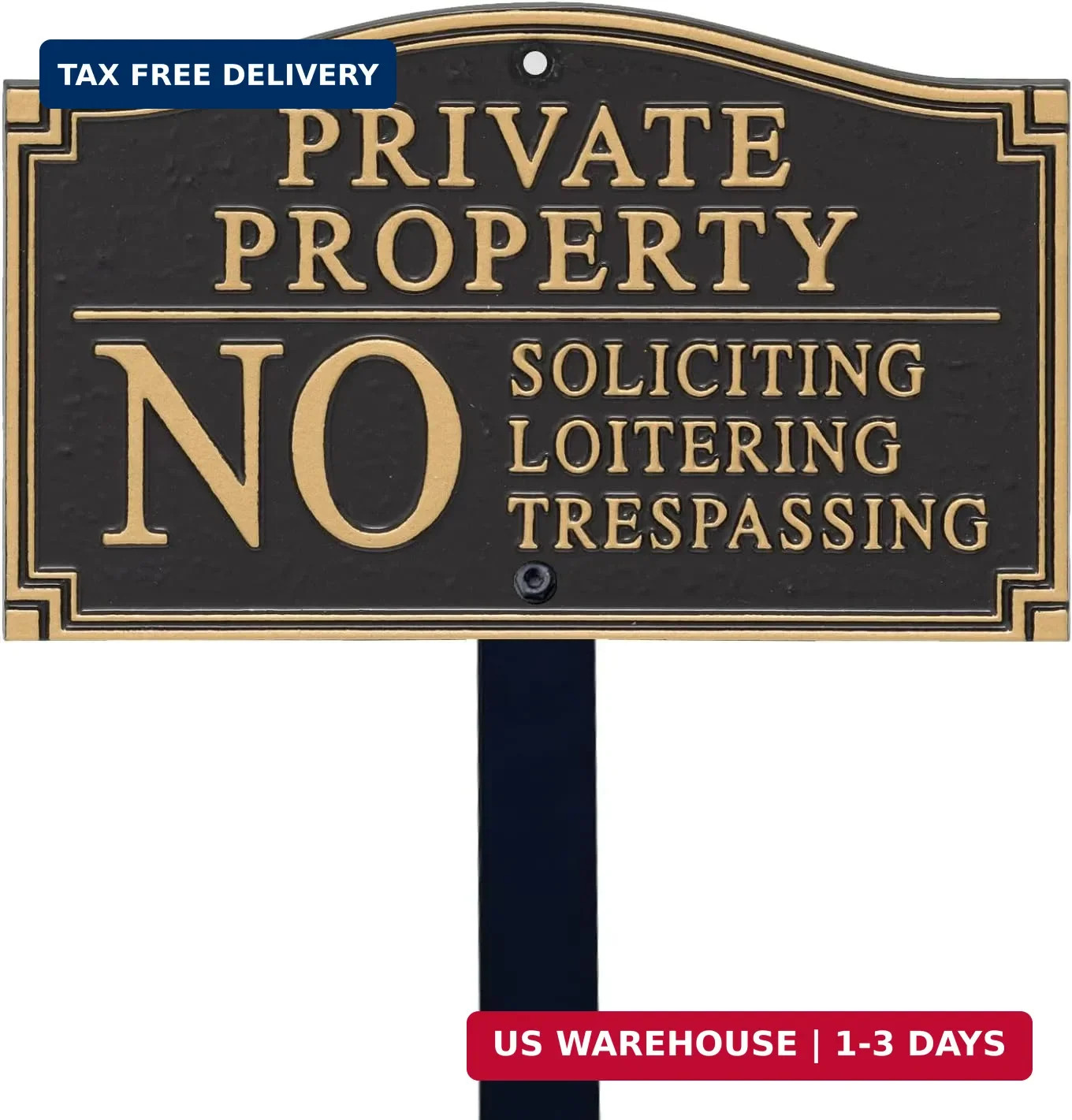 SmartSign Private Property Sign for Yard, No Soliciting Loitering Trespassing Ga