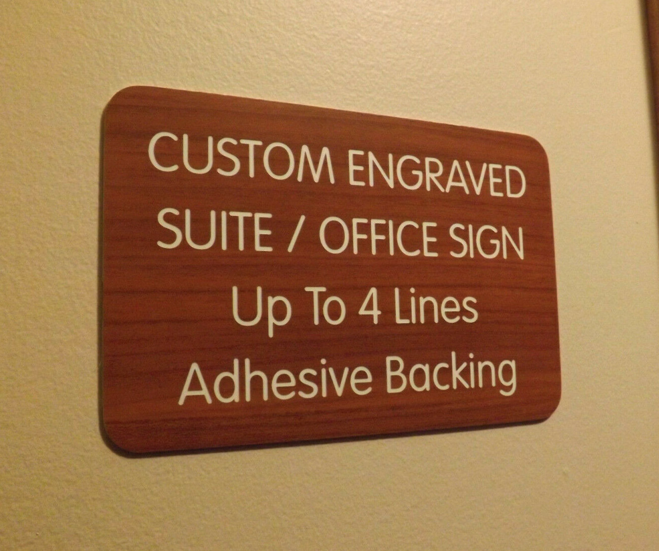 Custom Engraved Cherry Woodgrain 4×6 Office Suite Sign | Wall Door Suite Plaque