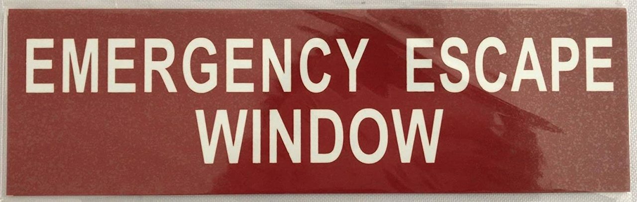 EMERGENCY ESCAPE WINDOW SIGN ( WHITE Aluminum Sign 3 X 10,1 PC )-REF24-1027