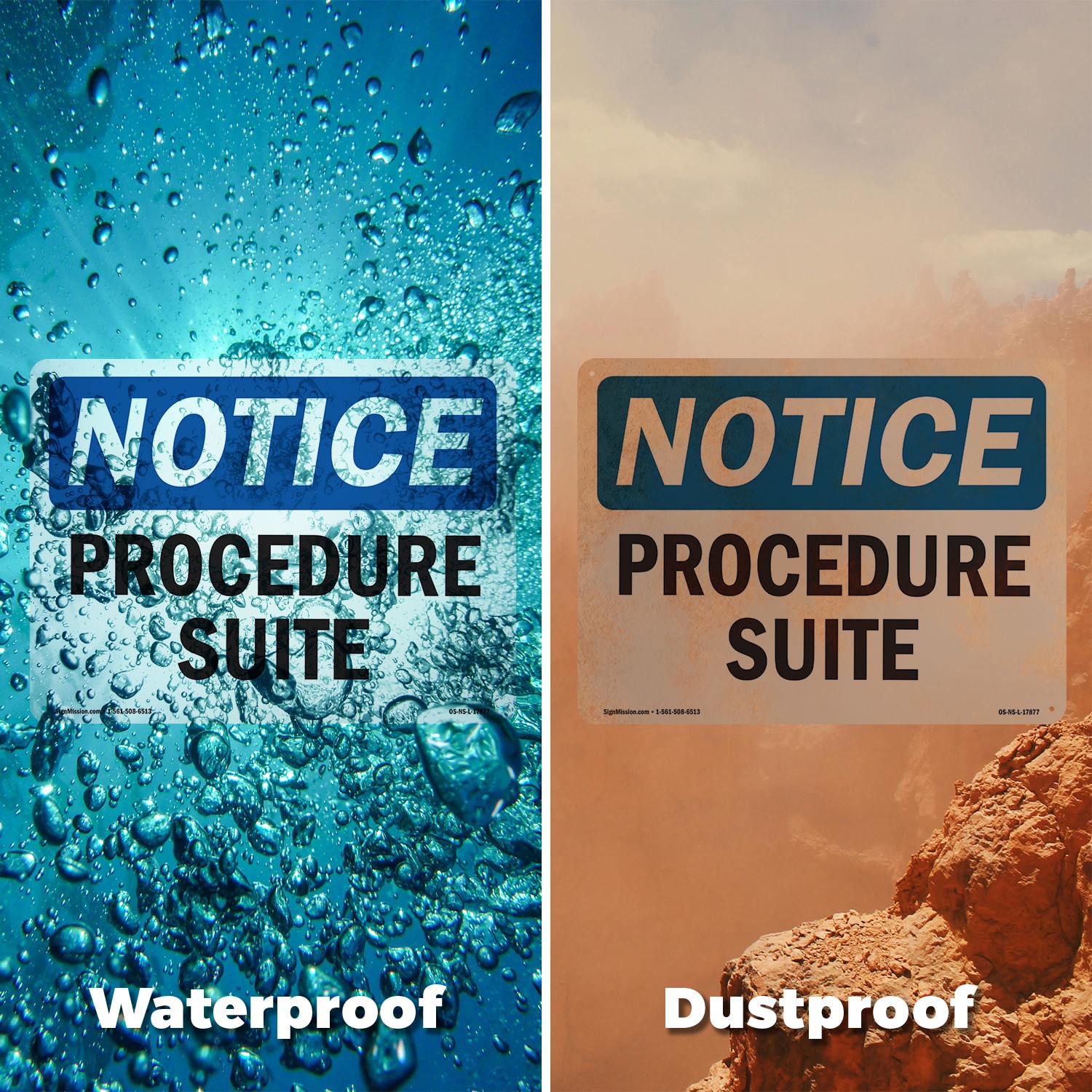 Procedure Suite OSHA Notice Sign Metal, Plastic, Or Decal – 5 or 10 Pack