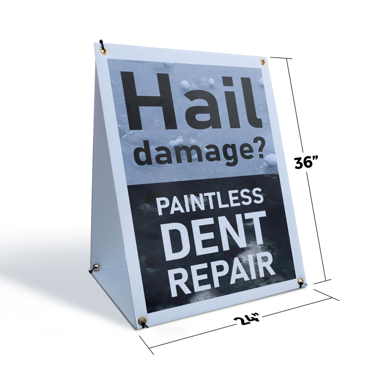 Hail Damage Dent Repair A-Frame Sidewalk Sign Auto Repairs Expert Mechanics