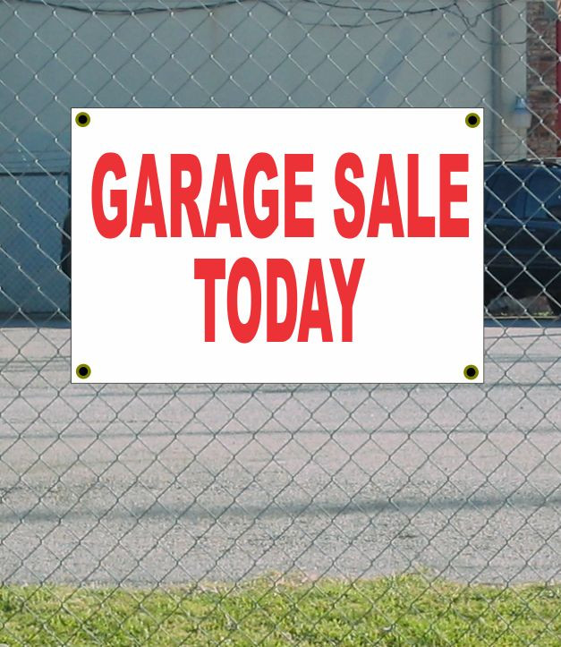 2×3 GARAGE SALE TODAY Red & White Banner Sign NEW Discount Size Price FREE SHIP
