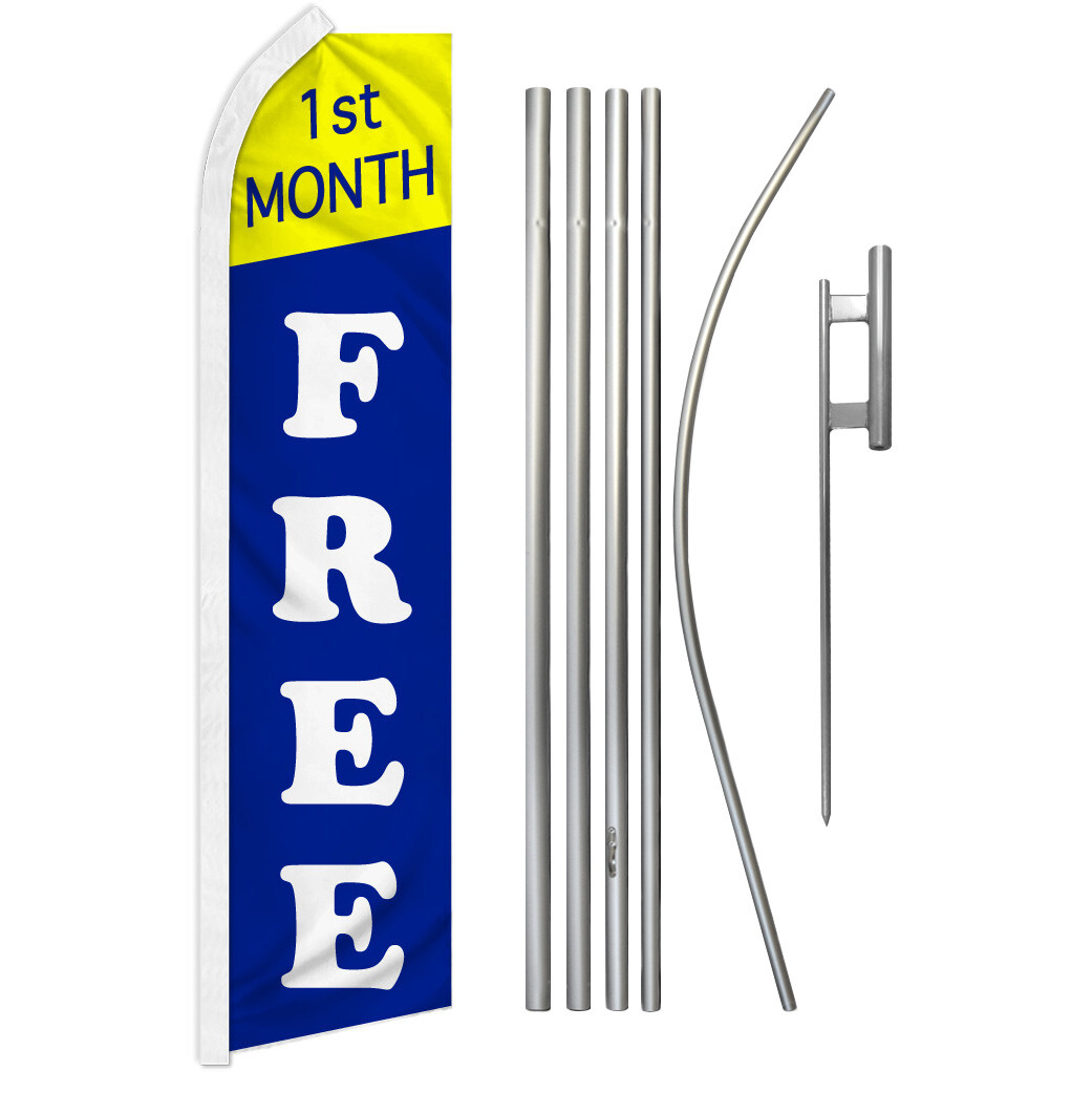 1st Month Free Advertising Swooper Feather Flutter Flag & Pole Kit Real Estate