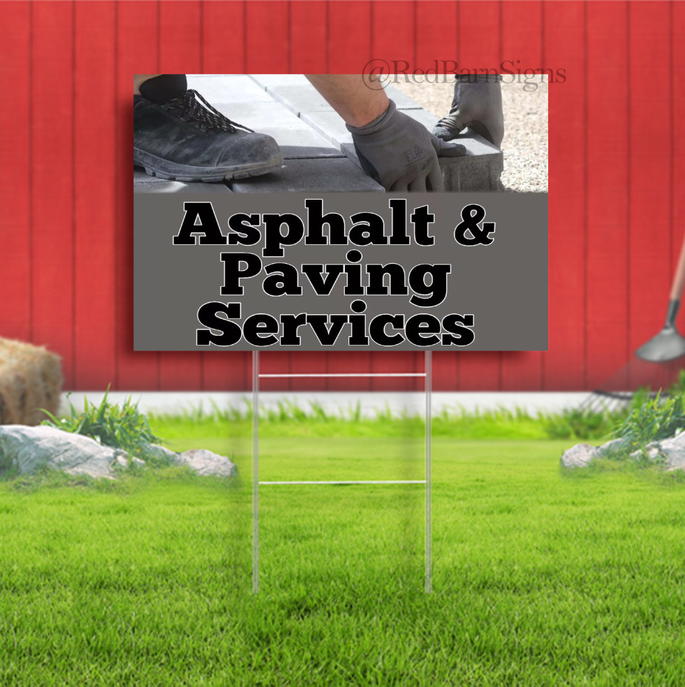 Asphalt & Paving Services Sidewalk Yard Sign with Metal Stakes