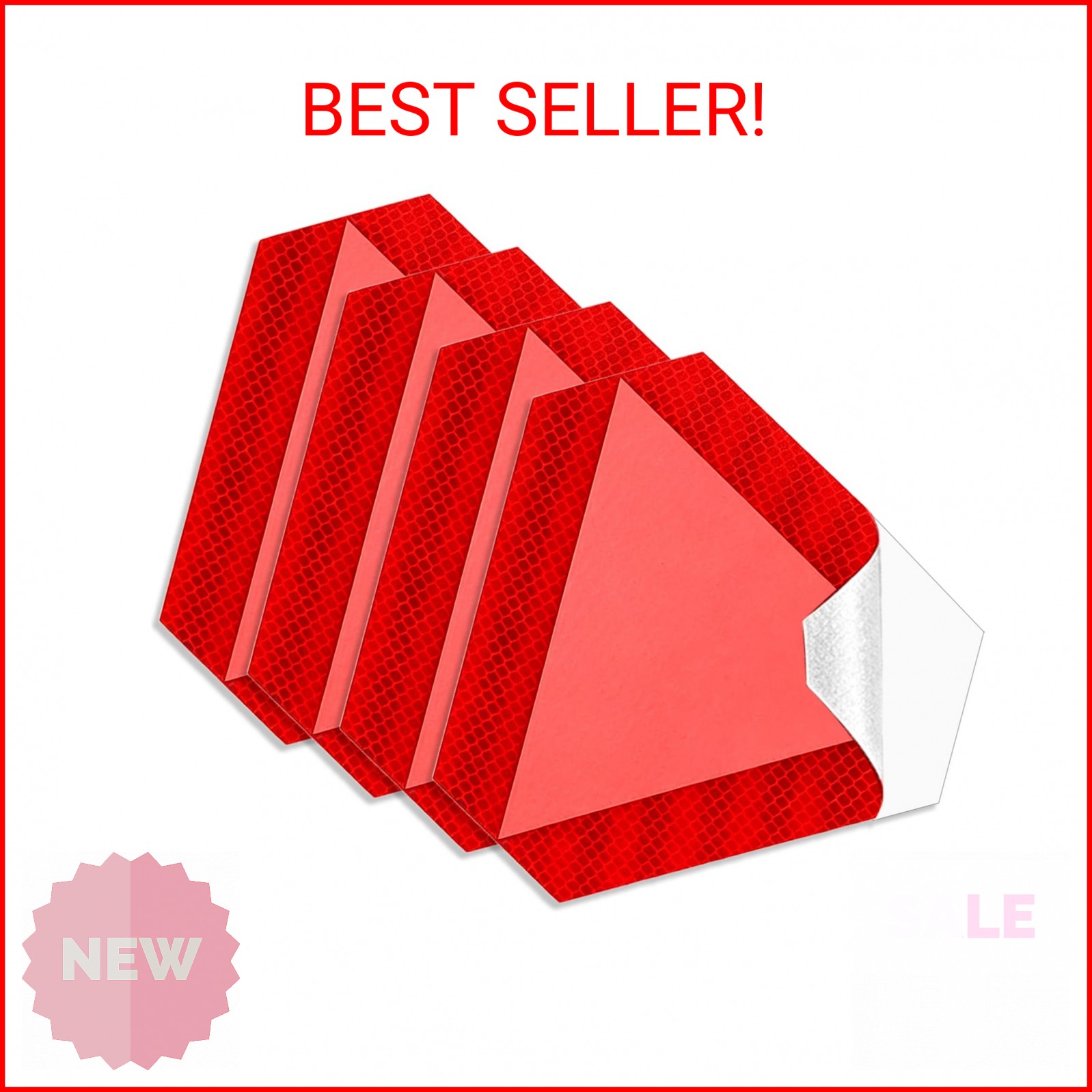 BFXM 4 PCS Reflective Slow Moving Vehicle Triangle Stickers, 7″ x 8″ Triangle Di