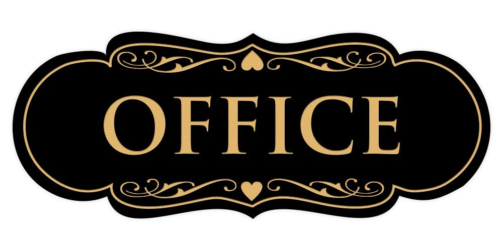 Medium Designer Office Sign Easy Installation Black and Gold Wall Sign