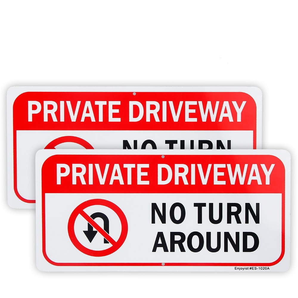2 Pack Private Driveway, No Turn Around Sign, 14″x 7″ .04″ Aluminum Reflectiv…