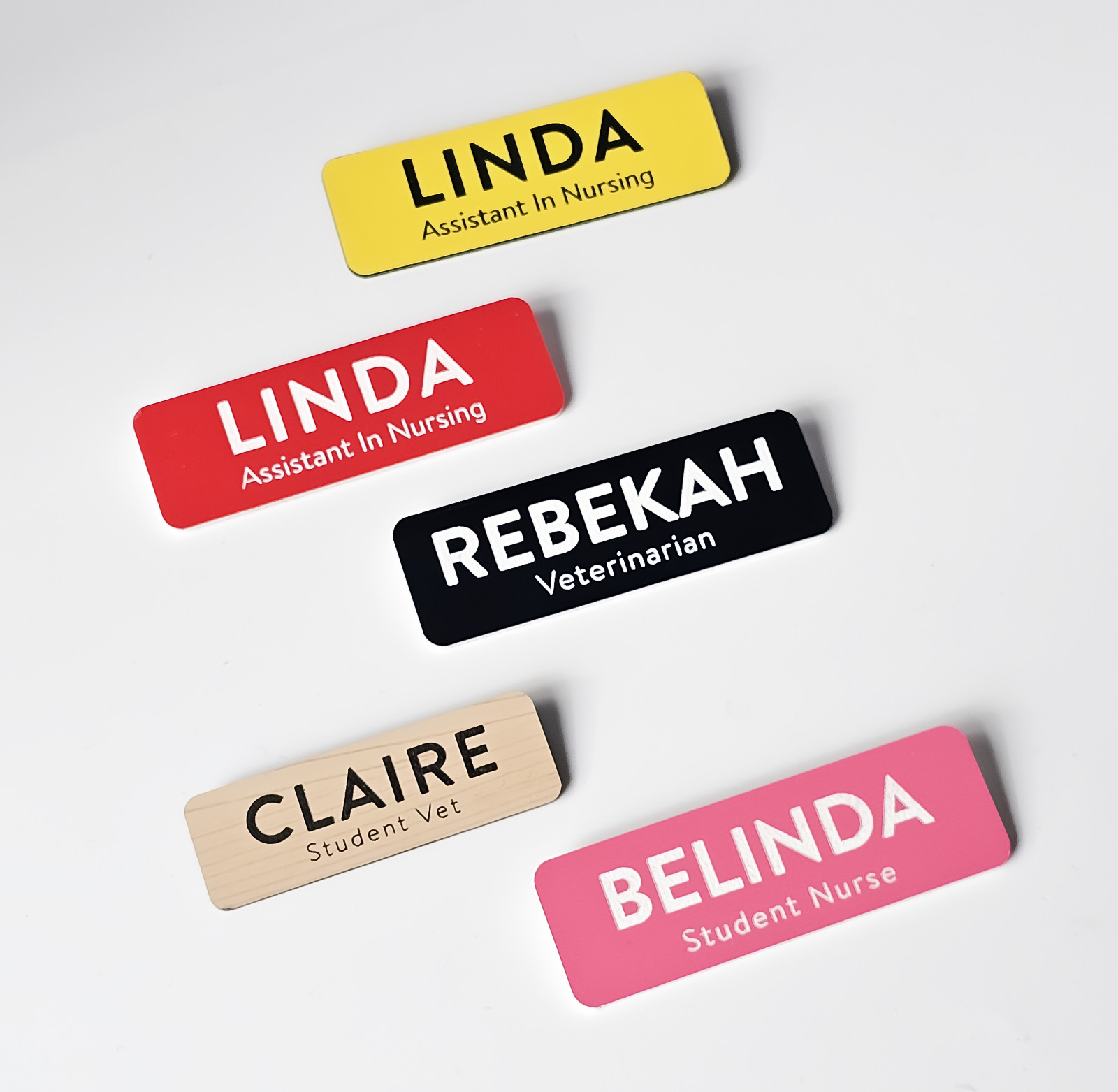 Custom Engraved Name Badge Tag Place Name Pin Fastener Magnet Staff ID