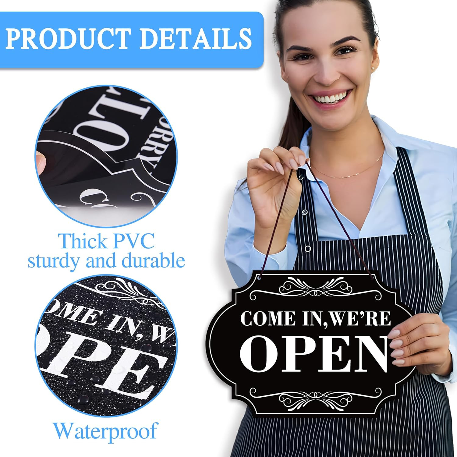 Open Closed Signs for Business, 11×8 Waterproof Double Sided Come In or Closed H