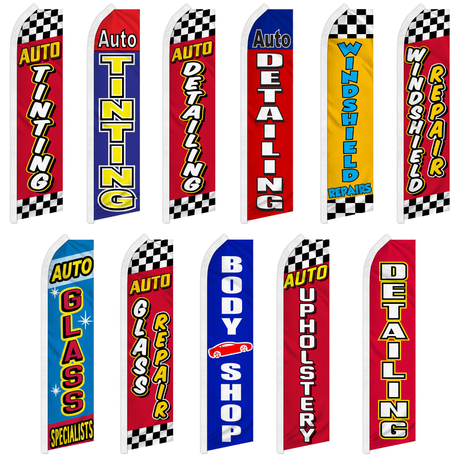 Auto Body Advertising Feather Flag Flutter Swooper Sign Banner Mechanic Services