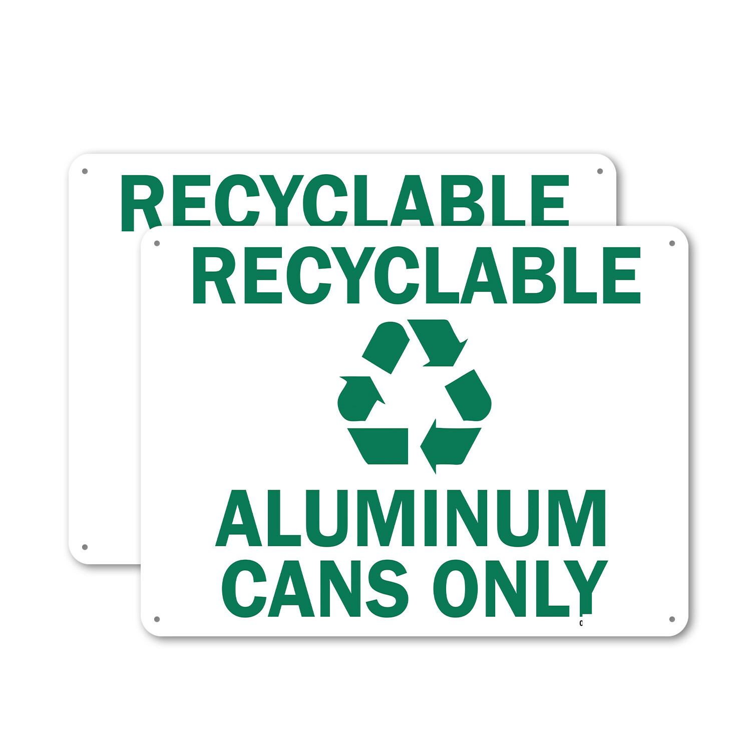 (2 Pack) Recyclable Aluminum Cans Only with Graphic OSHA ANSI Sign Decal Metal