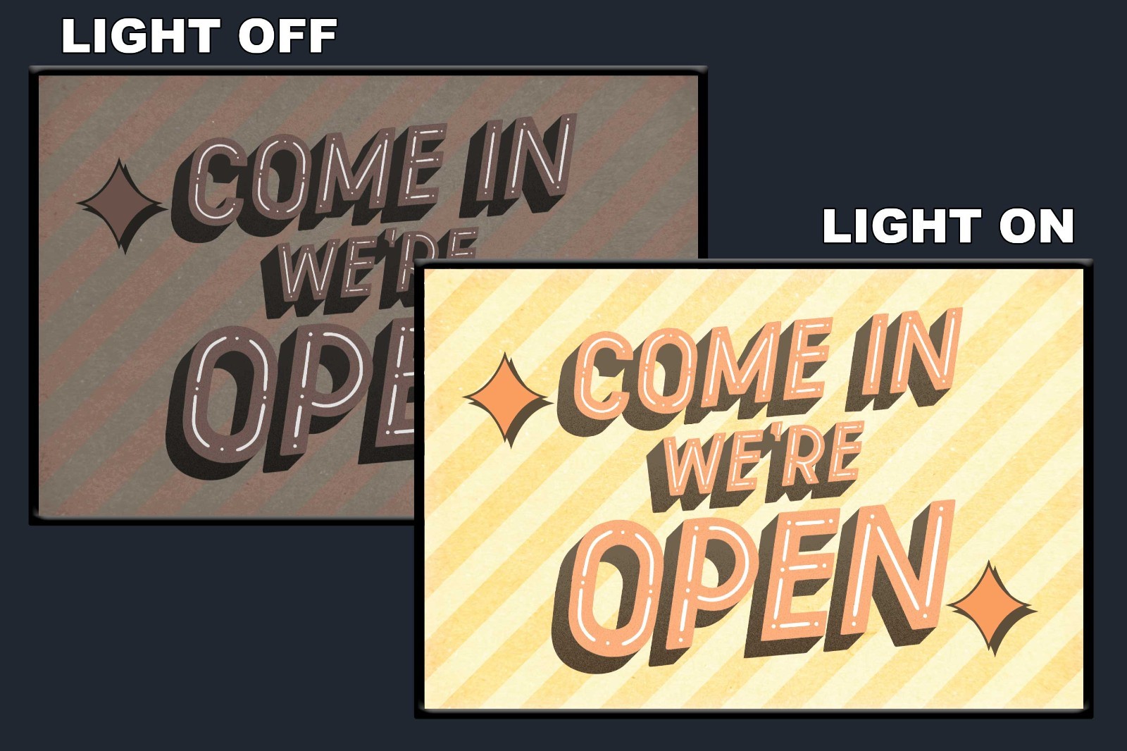 LED We’re Open Sign Light Box Wall Mounted Backlit Business Store Display