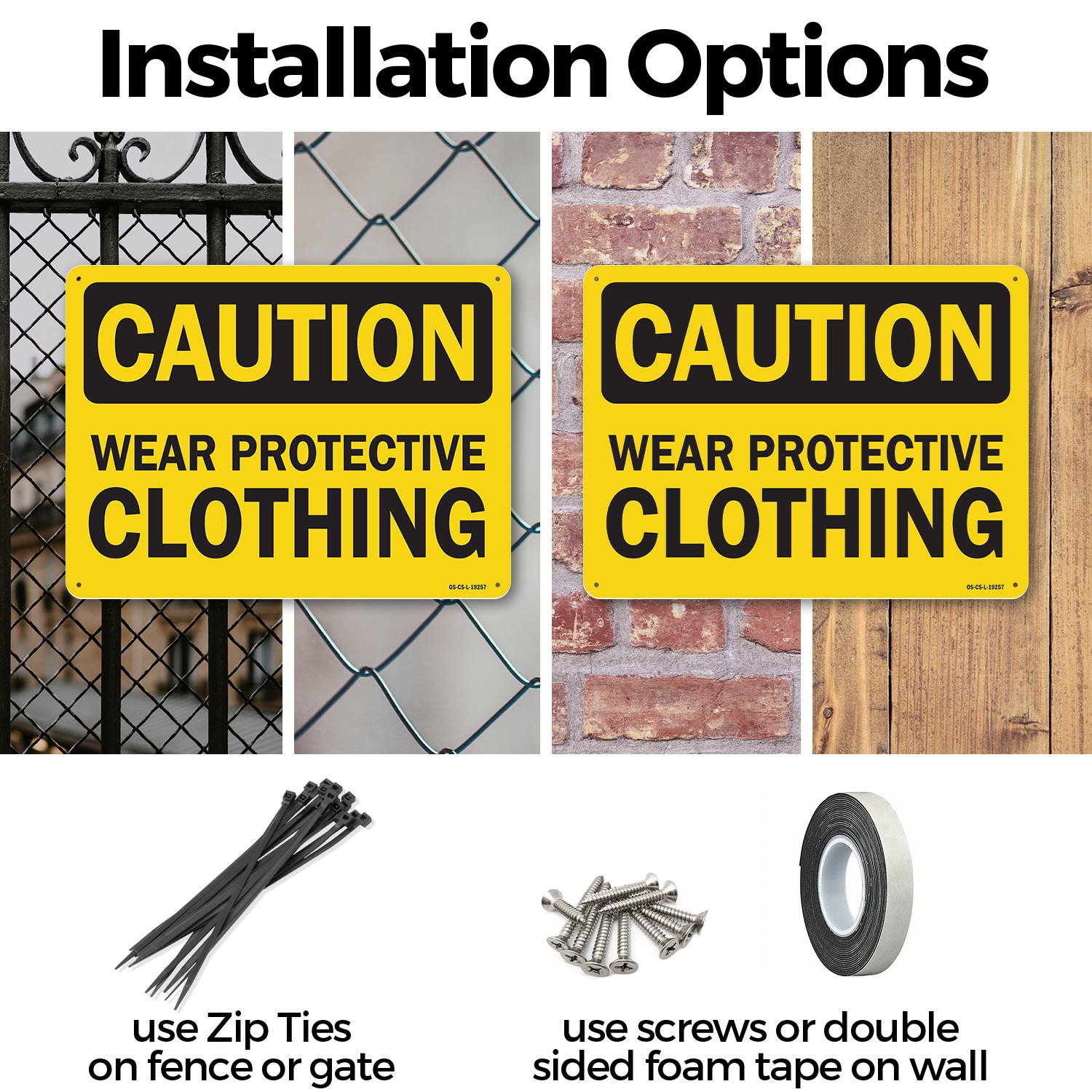 Wear Protective Clothing OSHA Caution Sign Metal Plastic Or Decal – 5 or 10 Pack