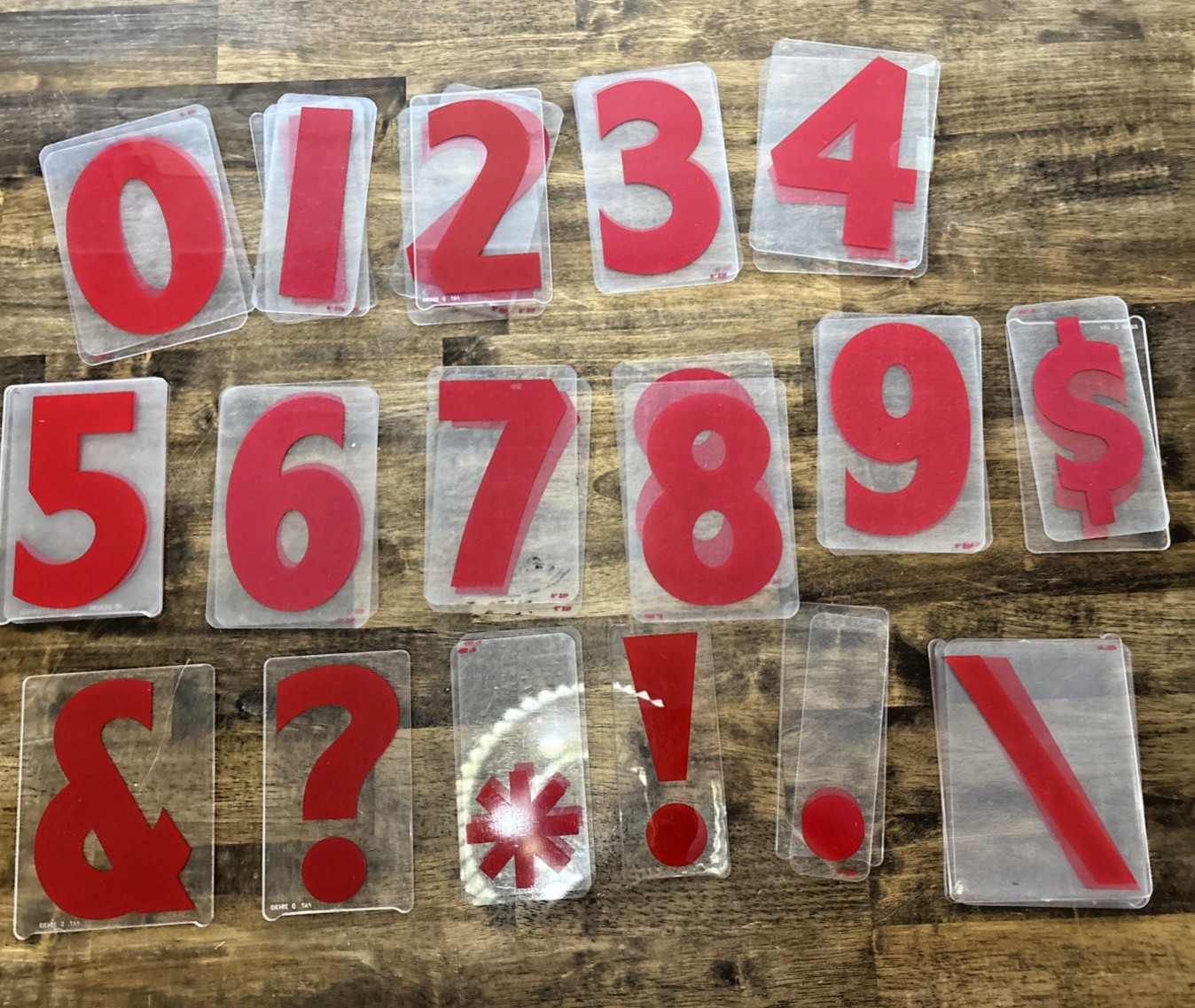 Lot of 253 6” Zip Marquee Zip-A-Tone Sign Board Letters Numbers Rigid Back Red